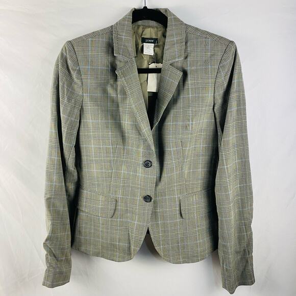 J. Crew Italian Wool Super 110s Plaid Blazer Academia Preppy NWT Size 6 - Picture 1 of 6